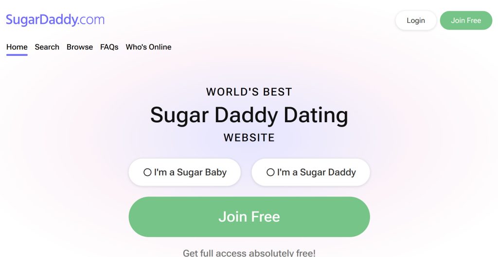 sugardaddy homepage screenshot